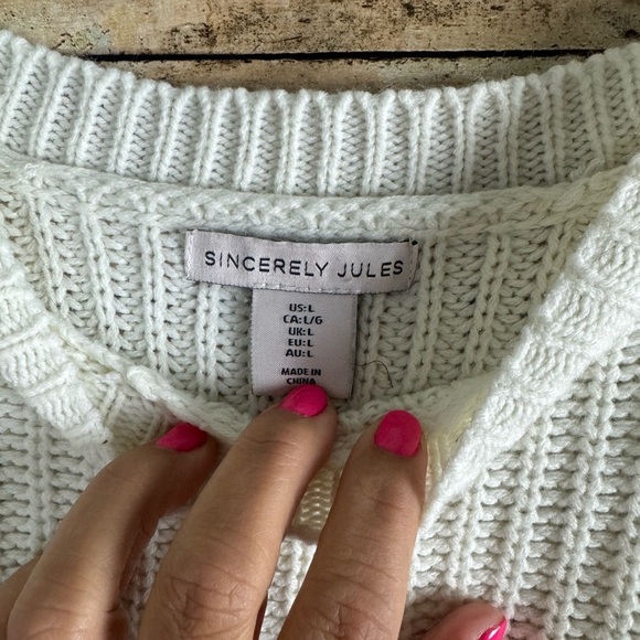Sincerely Jules Green  Lavender color block knit  sweaters crew neck size L boho - Picture 5 of 5
